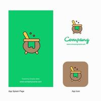 Koken pot bedrijf logo app icoon en plons bladzijde ontwerp creatief bedrijf app ontwerp elementen vector