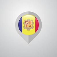 kaart navigatie wijzer met Andorra vlag ontwerp vector