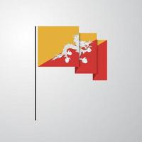 Bhutan golvend vlag creatief achtergrond vector