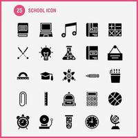 school- icoon solide glyph icoon pak voor ontwerpers en ontwikkelaars pictogrammen van onderwijs wereldbol school- rugzak zak leren aan het leren school- vector