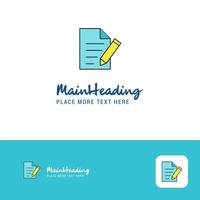 creatief schrijven document logo ontwerp vlak kleur logo plaats voor slogan vector illustratie