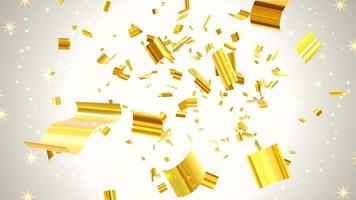 gouden confetti barsten met fonkeling Aan wit achtergrond vector
