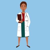 het karakter van een full-length Afro-Amerikaanse vrouwelijke arts. vector