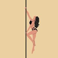 jong pool dans vrouw in zwart turnpakje, tekenfilm stijl vector illustratie geïsoleerd Aan achtergrond. jong, slank en mooi pool danser