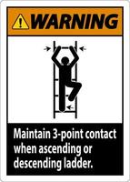 waarschuwing in stand houden 3 punt contact wanneer oplopend of aflopend ladder vector