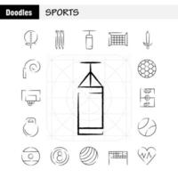 sport- hand- getrokken icoon pak voor ontwerpers en ontwikkelaars pictogrammen van bal golf tee sport- krekel stronken wicket sport- vector