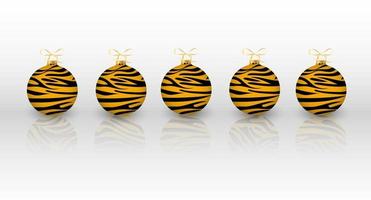 tijger afdrukken Aan Kerstmis ballen met reflectie Aan een wit achtergrond.de vector ballen kan worden gebruikt in Kerstmis ontwerpen.vector illustratie