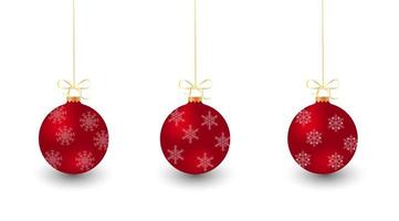 vakantie Kerstmis speelgoed- voor Spar boom. reeks van Kerstmis rood ballen met sneeuwvlok Aan wit achtergrond. vector illustratie