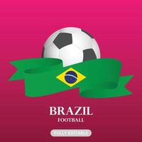 Amerikaans voetbal met Brazilië lint vlag. wereld kop concept eps vector. sociaal media na. vlak ontwerp linten en banners vector. vector