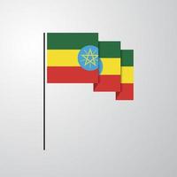 Ethiopië golvend vlag creatief achtergrond vector