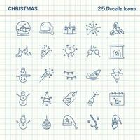 Kerstmis 25 tekening pictogrammen hand- getrokken bedrijf icoon reeks vector