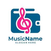 portemonnees muziek- logo vector. muziek- portemonnees logo ontwerp sjabloon vector