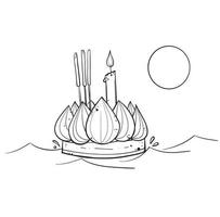 loy krathong - festival van kaarslicht, drijvend lotus, godin van water van Thailand. vector