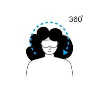 metaverse lijn icoon met meisje in vr bril, virtueel realiteit, futuristische cyber vector