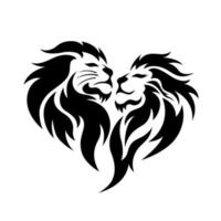 koning en koningin leeuwen in hart vorm vector
