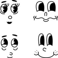 retro tekenfilm karakter gezichten vector