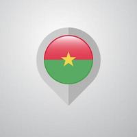 kaart navigatie wijzer met Burkina faso vlag ontwerp vector