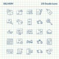 levering 25 tekening pictogrammen hand- getrokken bedrijf icoon reeks vector