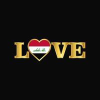 gouden liefde typografie Irak vlag ontwerp vector