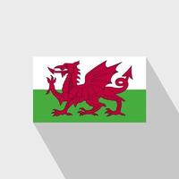 Wales vlag lang schaduw ontwerp vector