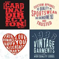 set vintage design prints voor t-shirts vector