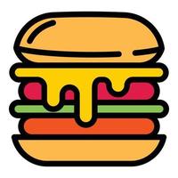 kaas hamburger icoon, schets stijl vector