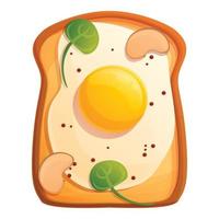 ochtend- gebakken ei geroosterd brood icoon, tekenfilm stijl vector