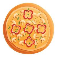 vegetarisch paddestoel pizza icoon, tekenfilm stijl vector