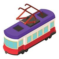 stad tram auto icoon, isometrische stijl vector