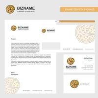 pizza bedrijf briefhoofd envelop en bezoekende kaart ontwerp vector sjabloon