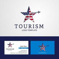 reizen Verenigde staten van Amerika vlag creatief ster logo en bedrijf kaart ontwerp vector