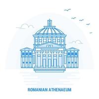 Roemeense atheneum blauw mijlpaal creatief achtergrond en poster sjabloon vector