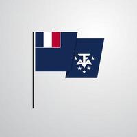 Frans zuidelijk en antarctisch landt golvend vlag ontwerp vector