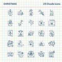 Kerstmis 25 tekening pictogrammen hand- getrokken bedrijf icoon reeks vector