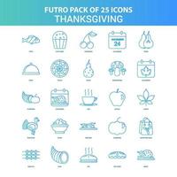 25 groen en blauw futuro dankzegging icoon pak vector