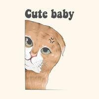 kat schattig baby illustratie t overhemd ontwerp en sticker vector