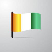 cote d ivoire ivoor kust golvend glimmend vlag ontwerp vector