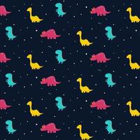 schattig dinosaurus naadloos patroon in kinderachtig stijl. vector illustratie. kan worden gebruikt voor kleding stof en textiel, achtergronden, achtergronden, huis decor, affiches, kaarten.