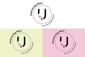 vrouwelijk u brief logo, modern minimalistisch en bloemen insigne Sjablonen voor branding, identiteit, boetiek, salon vector. gemakkelijk bloemen u brief logo ontwerp vector. vector