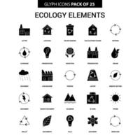 ecologie elementen glyph vector icoon reeks