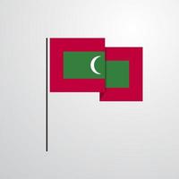 Maldiven golvend vlag ontwerp vector