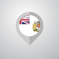 kaart navigatie wijzer met Brits antarctisch gebied vlag ontwerp vector