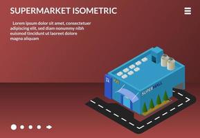 isometrische ontwerp - winkelcentrum gebouw concept op te slaan kleinhandel bedrijf isometrische winkel , supermarkt modern centrum vector