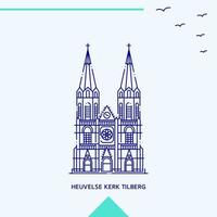 heuvels kerk tilberg horizon vector illustratie