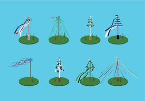 Diverse Maypole Gratis Vector