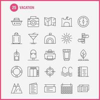 vakantie lijn pictogrammen reeks voor infographics mobiel uxui uitrusting en afdrukken ontwerp omvatten picknick zomer vakantie gebouw vakantie stad vlag bord icoon reeks vector