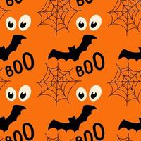 halloween naadloos patroon met spinneweb, knuppel illustratie Aan oranje kleur achtergrond vector