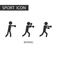 3 zwart pictogram van boksen set. soorten van sport, pictogram sport set. vector