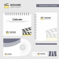 film klem logo kalender sjabloon CD Hoes dagboek en USB merk stationair pakket ontwerp vector sjabloon