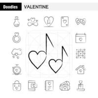 Valentijn hand- getrokken icoon pak voor ontwerpers en ontwikkelaars pictogrammen van fles liefde romantisch Valentijn liefde geschenk hart Valentijn vector